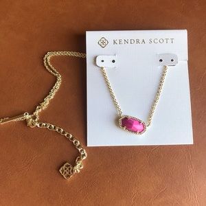Kendra Scott Elisa gold necklace magenta pink